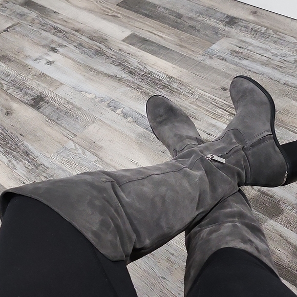 Michael Kors Charcoal Grey Paulette Suede Knee High Boots - Picture 10 of 10